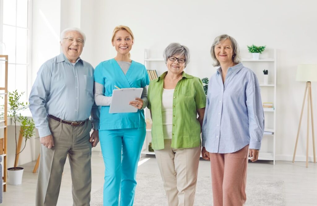 Group of seniors at an assisted living community