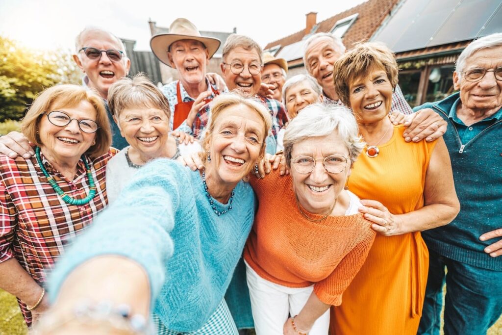 Group of older adults in a senior living community