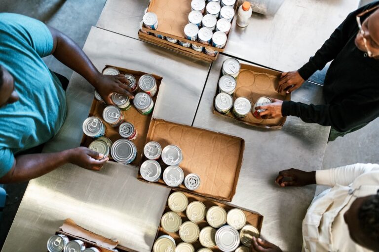Boxes of food at a food drive