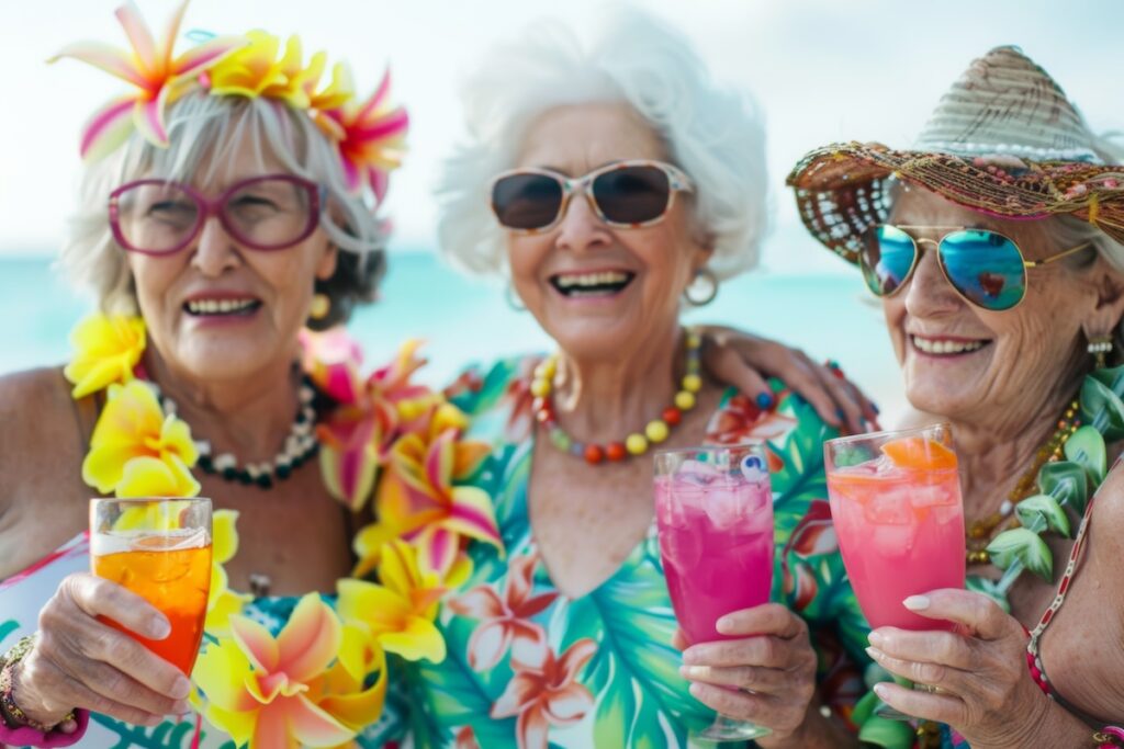 Seniors at a summer Luau