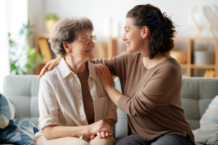 Happy patient and caregiver
